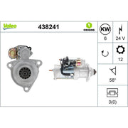Valeo Starter Motor 24V 6kW 12 Teeth 438241