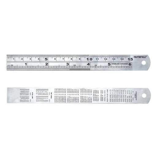 Faithfull Steel Rule 150mm / 6in x 19mm - FAIRULE150SS