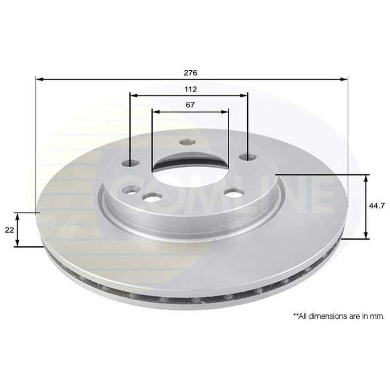 Comline 2 x Internally Vented Front Brake Discs ADC1642V
