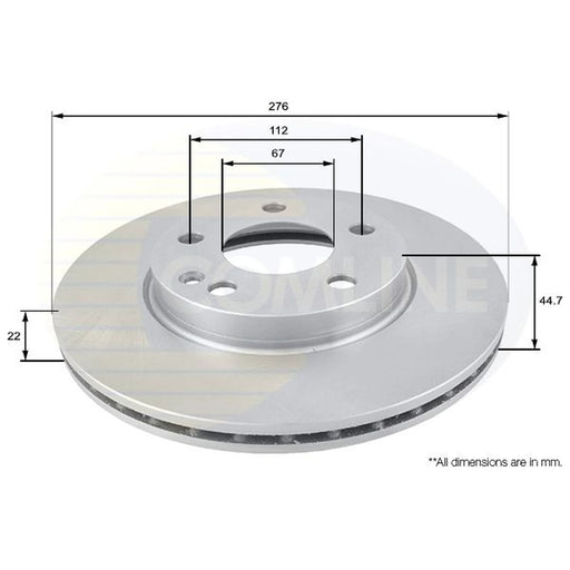 Comline 2 x Internally Vented Front Brake Discs ADC1642V