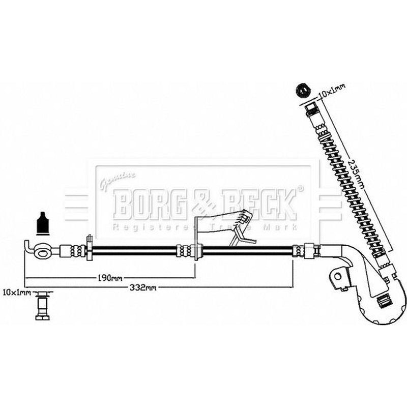 Borg & Beck Brake Hydraulic Hose Line Front Left BBH8190