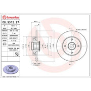 Brembo 2 x Solid Rear Brake Discs 08.9512.27