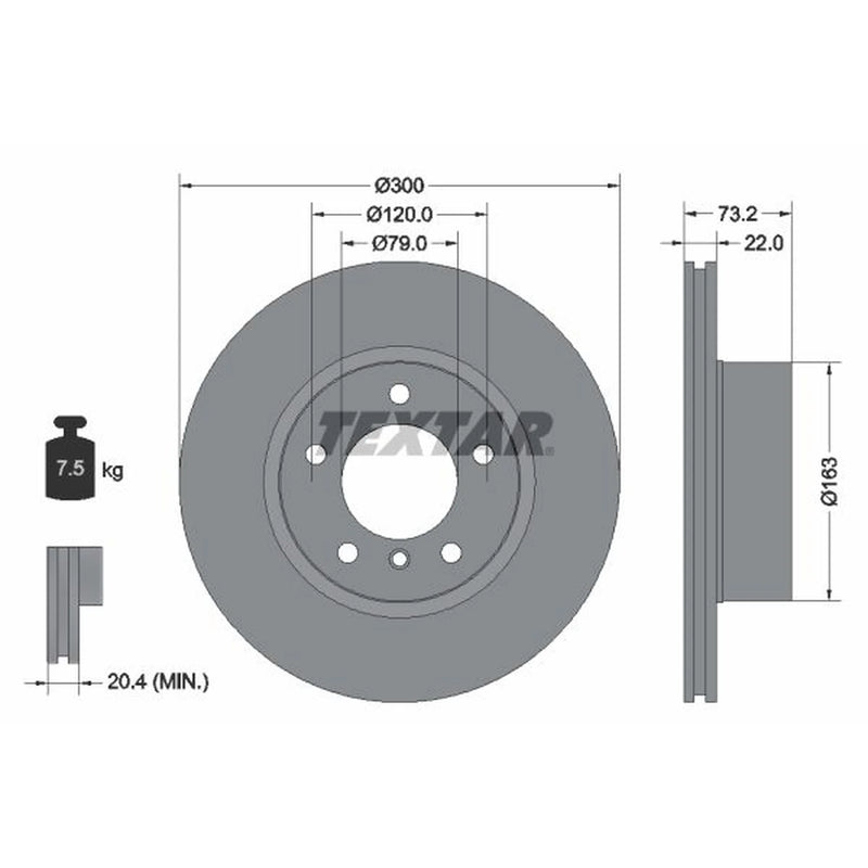 Textar 2 x Vented Front Brake Discs 92238505