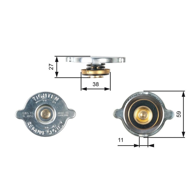 Gates Radiator Expansion Tank Cap bar RC116