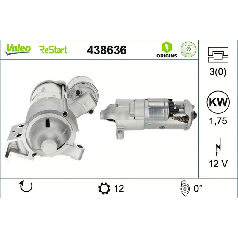 Valeo Starter Motor 12V 1.75kW 14 Teeth 438636