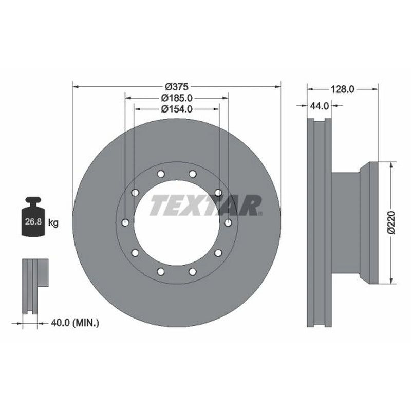 Textar 2 x Front Brake Discs 93105700