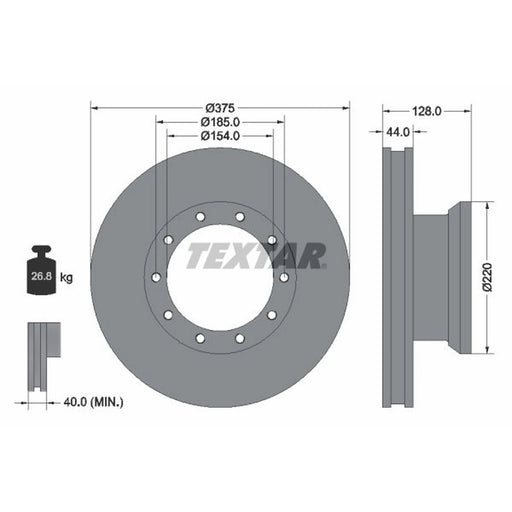 Textar 2 x Front Brake Discs 93105700