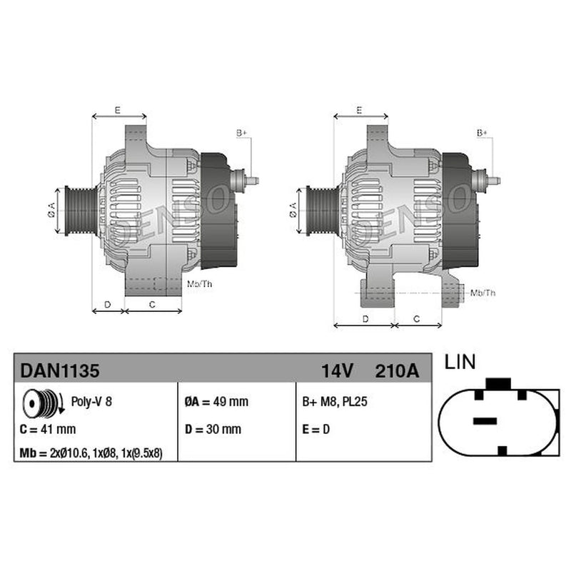 Denso Car Alternator 12V DAN1135