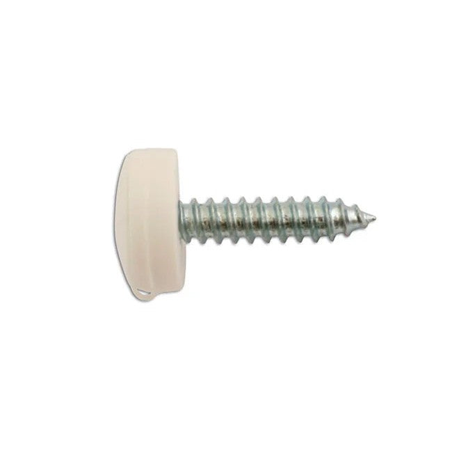 Connect Number Plate Security Screws 6 x 20mm White Cap 100pc - CPL