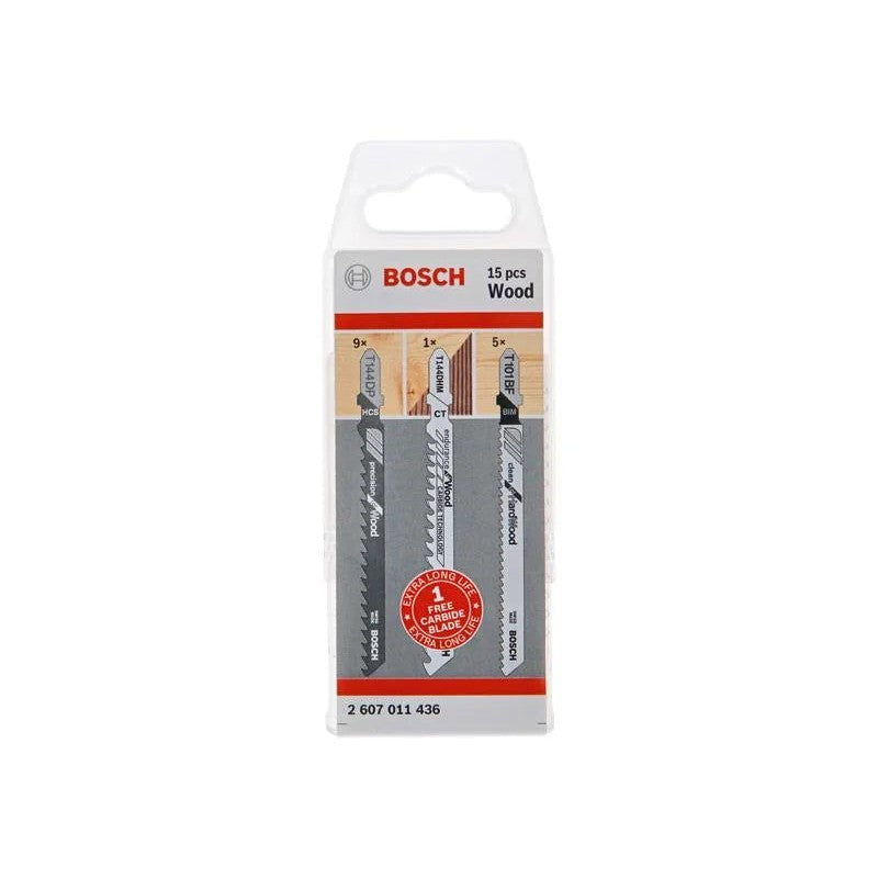 Bosch Powertool Accessories Wood Jigsaw Blade Set, 15 Piece - 2607011436