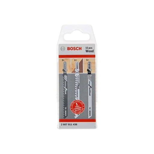 Bosch Powertool Accessories Wood Jigsaw Blade Set, 15 Piece - 2607011436