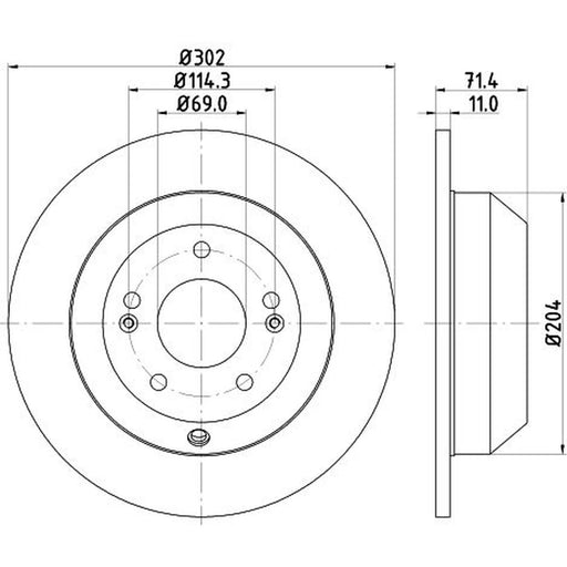 DON 2 x Solid Rear Brake Discs PCD13402