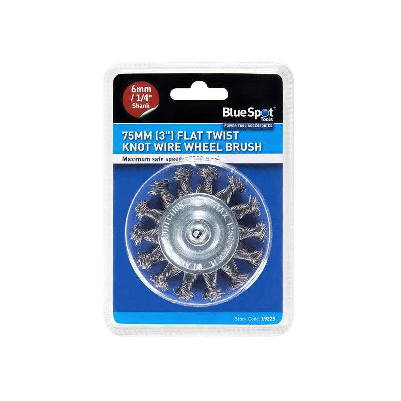 BlueSpot Tools Flat Twist Knot Wire Wheel 75mm - 19223