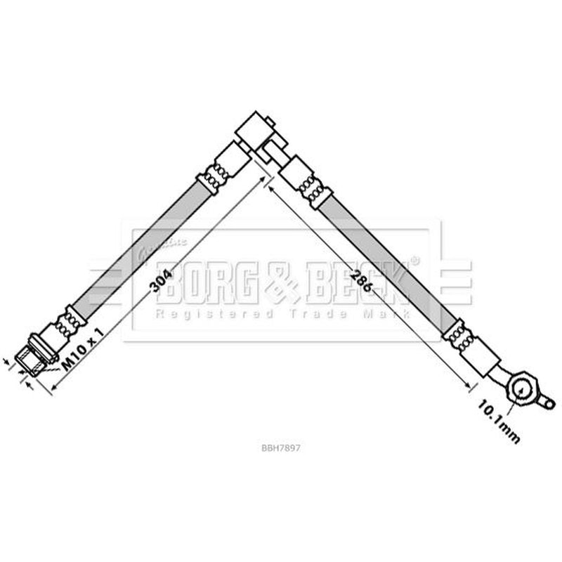Borg & Beck Brake Hydraulic Hose Line Rear Left BBH7897