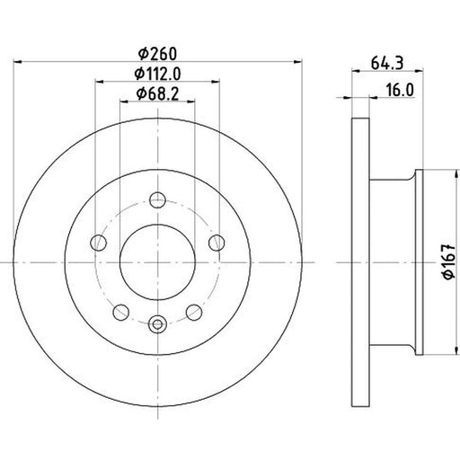 DON 2 x Solid Front Brake Discs PCD21382