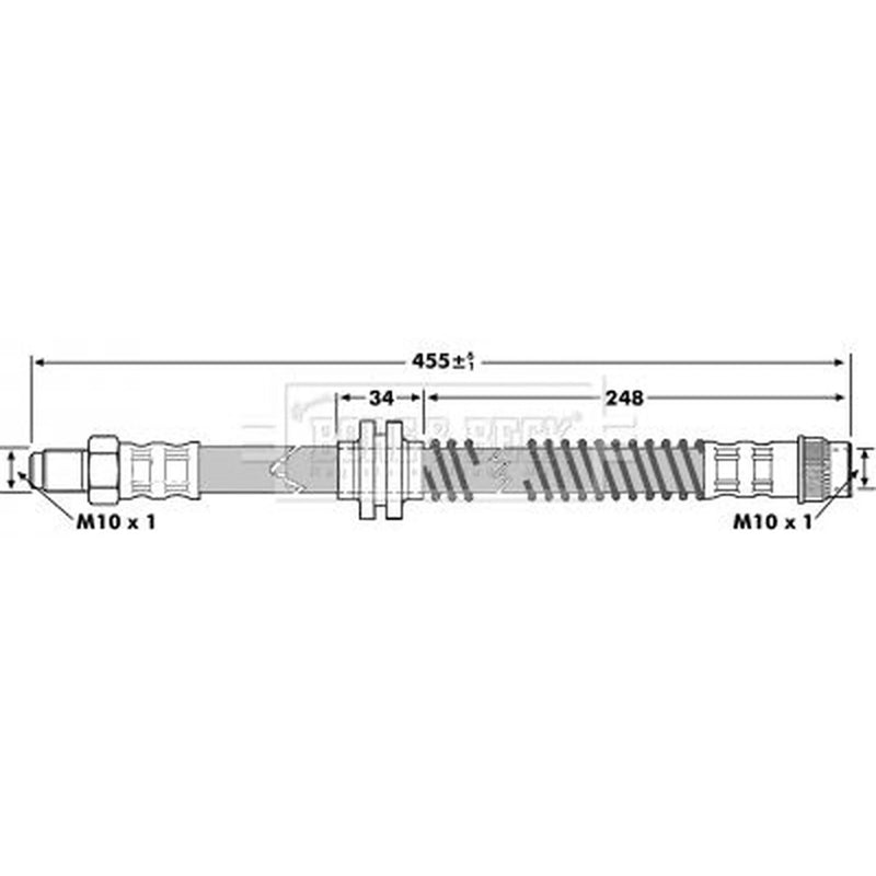 Borg & Beck Brake Hydraulic Hose Line Front Left BBH7175