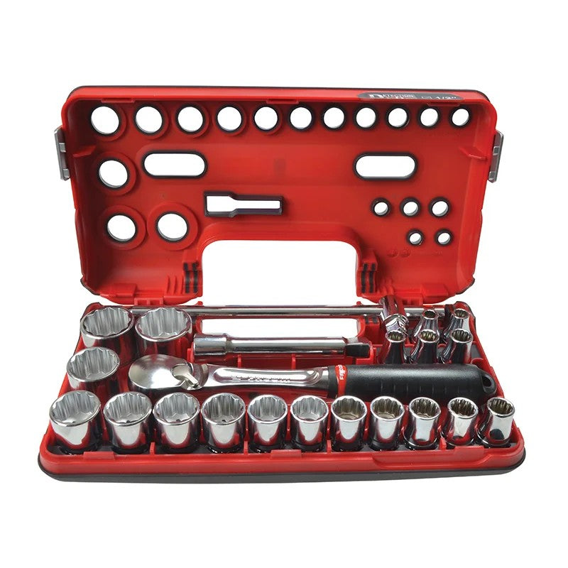 Facom 1/2in Drive 12-Point Detection Box Socket Set, 22 Piece - SL.DBOX412