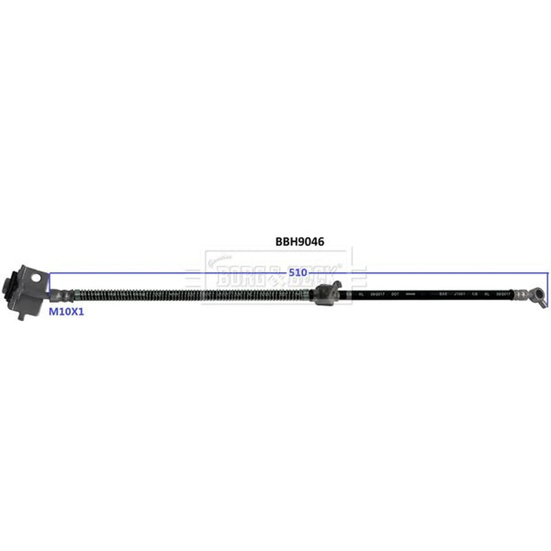 Borg & Beck Brake Hydraulic Hose Line Front Right BBH9046