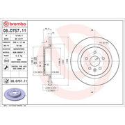 Brembo 2 x Solid Rear Brake Discs 08.D757.11