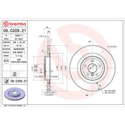 Brembo 2 x Internally Vented Rear Brake Discs 09.C209.21