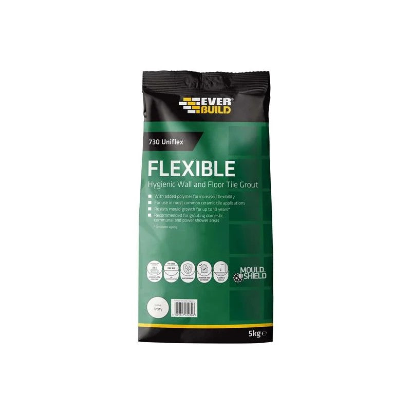 Everbuild Sika 730 Uniflex Hygienic Tile Grout Ivory 5kg - 486466