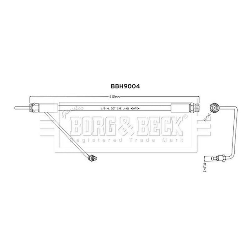Borg & Beck Brake Hydraulic Hose Line Front Right BBH9004