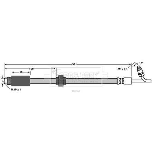 Borg & Beck Brake Hydraulic Hose Line Rear Left BBH7668
