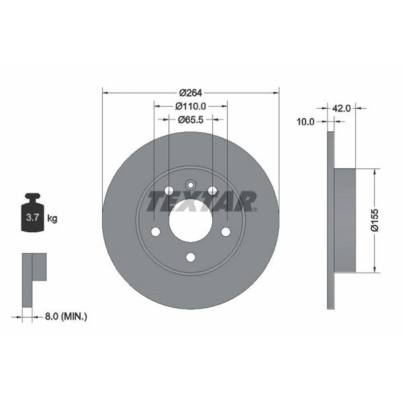 Textar 2 x Solid Rear Brake Discs 92092103