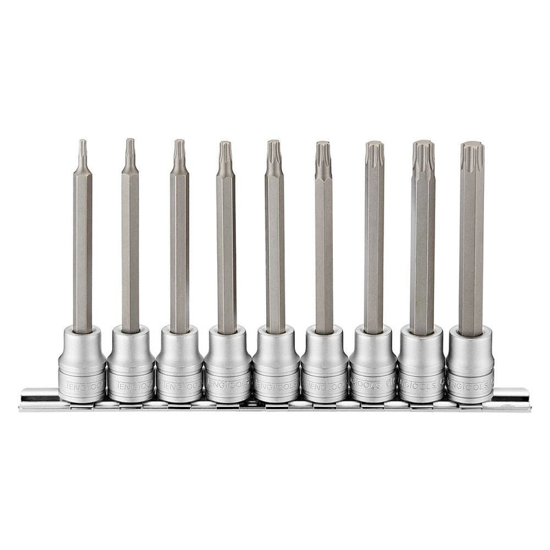 Teng Tools 3/8" Long TX Bit Socket Clip Rail Set 9 Pieces
