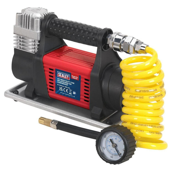 Sealey Tyre Inflator/Mini Air Compressor 12V Heavy-Duty MAC04 Sealey  - Town Parts