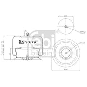 Febi Air Suspension Bellow 155mm Front Right 35679