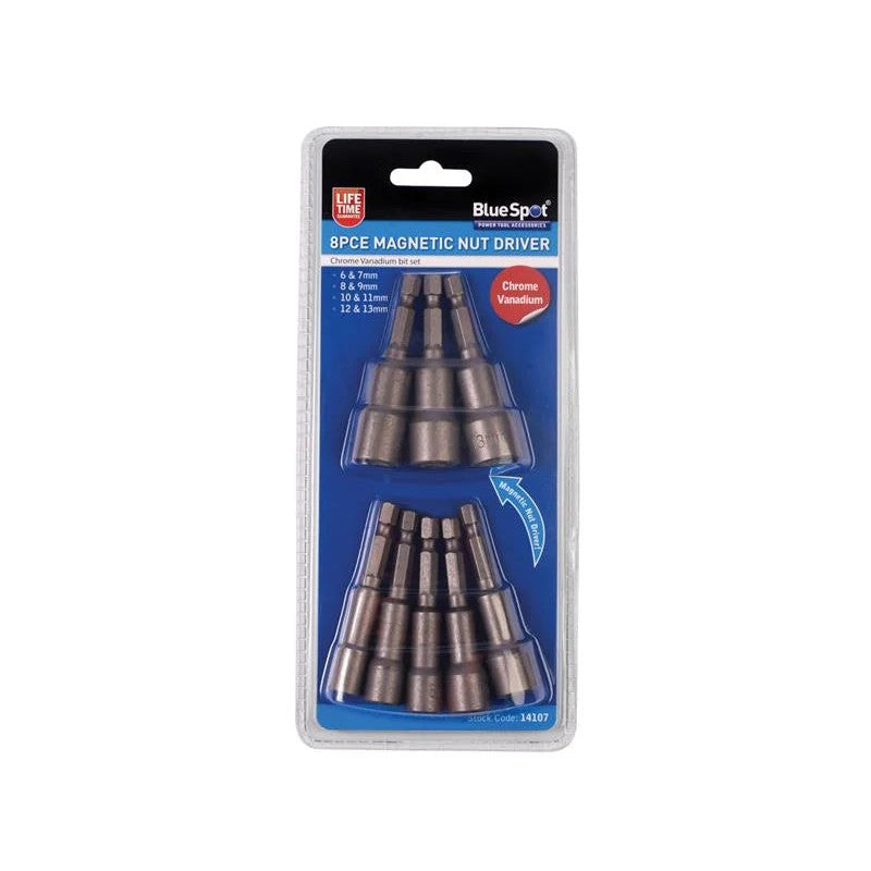 BlueSpot Tools Magnetic 1/4in Nut Driver Set, 8 Piece - 14107