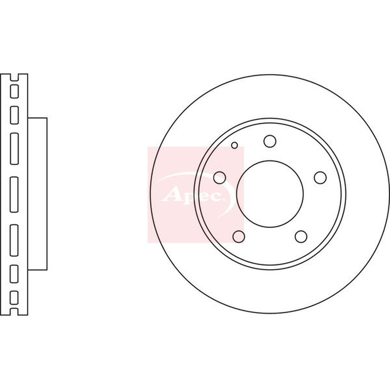 Apec 2 x Vented Front Brake Discs DSK524