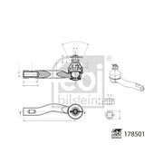 Febi Steering Tie Rod End Ball Joint Front Left 178501