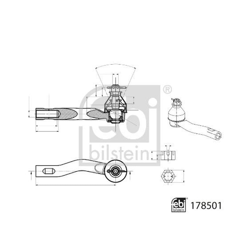 Febi Steering Tie Rod End Ball Joint Front Left 178501