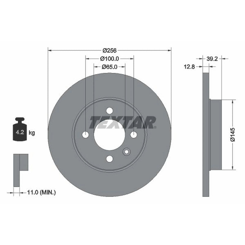 Textar 2 x Solid Front Brake Discs 92041703