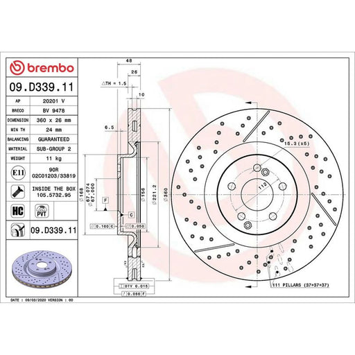 Brembo / Rear Brake Discs 09.D339.11