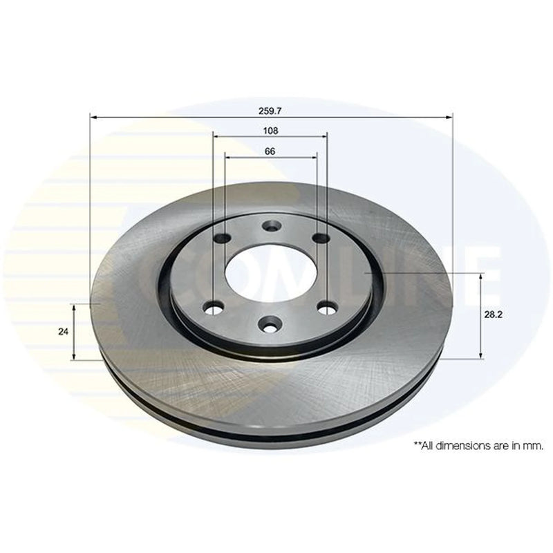 Comline 2 x Internally Vented Front Brake Discs ADC1523V