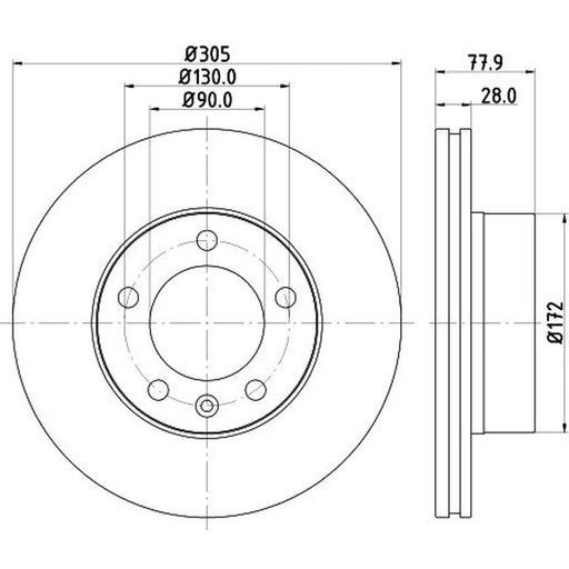DON 2 x Internally Vented Front Brake Discs PCD18171