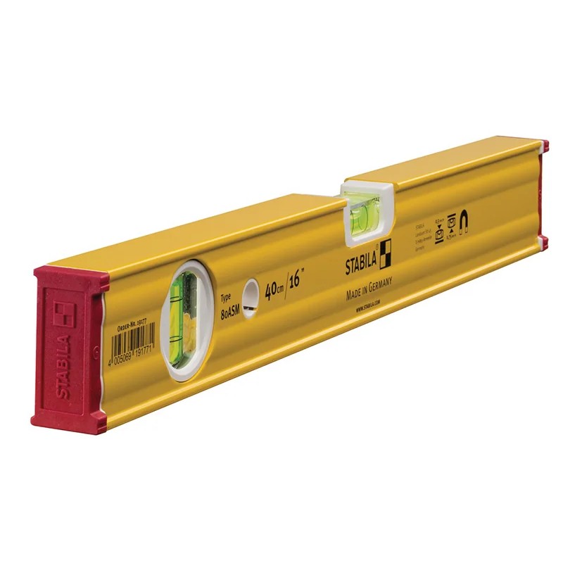 Stabila 80 ASM Magnetic Spirit Level 2 Vial 19177 40cm - 19177