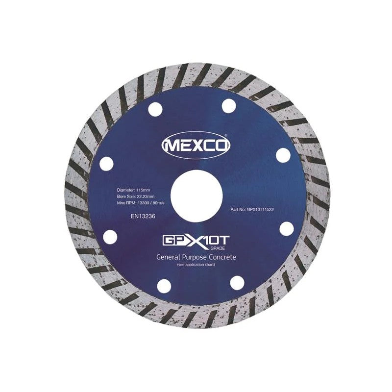 MEXCO GP Concrete Turbo Diamond Blade 115 x 22mm - GPX10T11522