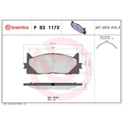 Brembo 4 x Front Brake Pad Set P83117X