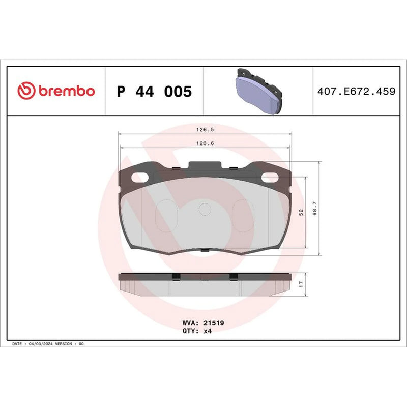Brembo 4 x Front Brake Pad Set P44005
