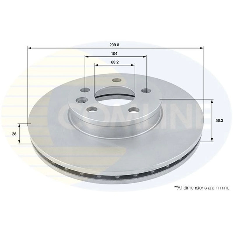 Comline 2 x Internally Vented Front Brake Discs ADC1430V