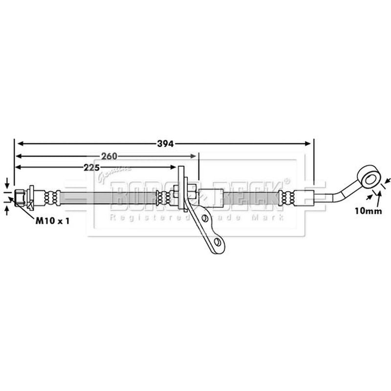 Borg & Beck Brake Hydraulic Hose Line Front Right BBH7347