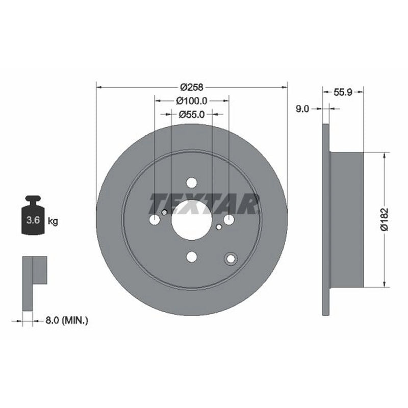 Textar 2 x Solid Rear Brake Discs 92126103