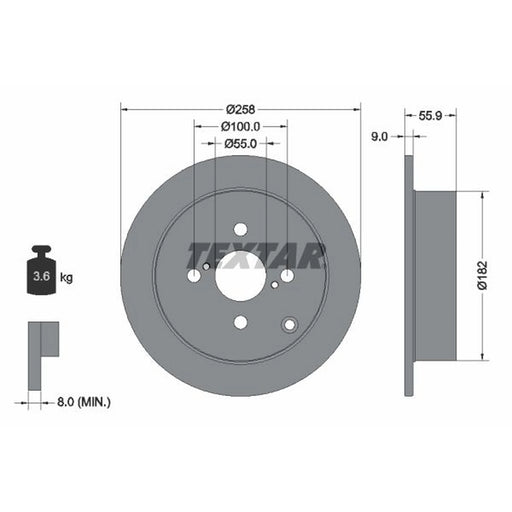 Textar 2 x Solid Rear Brake Discs 92126103