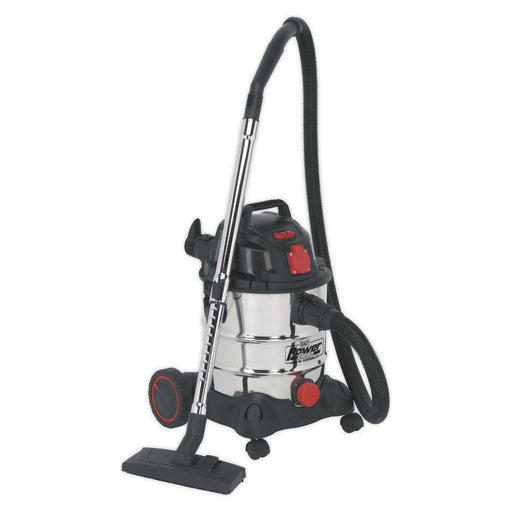 Sealey Vacuum Cleaner Industrial 20L 1400W/230V Stainless Drum Auto Start Sealey  - Town Parts