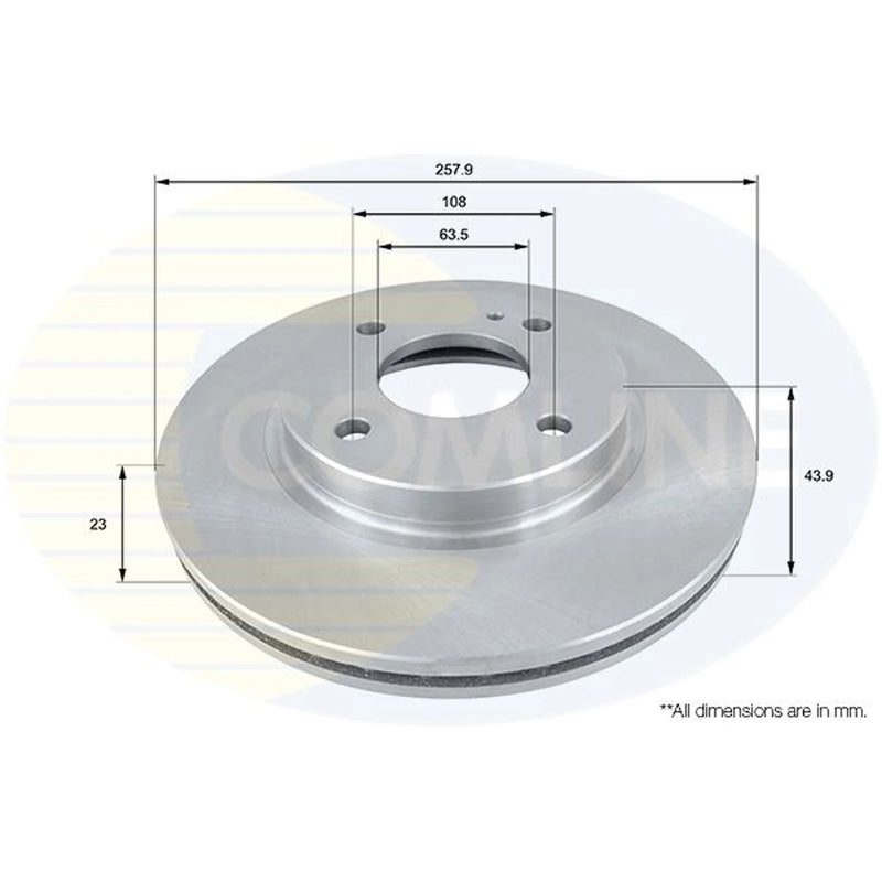 Comline 2 x Internally Vented Front Brake Discs ADC1243V