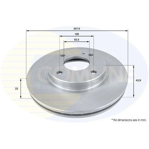 Comline 2 x Internally Vented Front Brake Discs ADC1243V